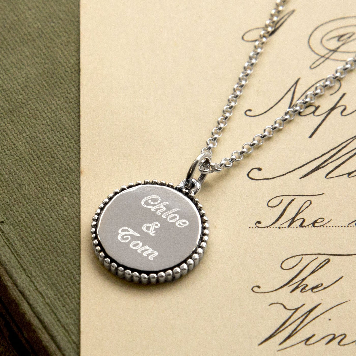 Engravable Sterling Silver Round Necklace