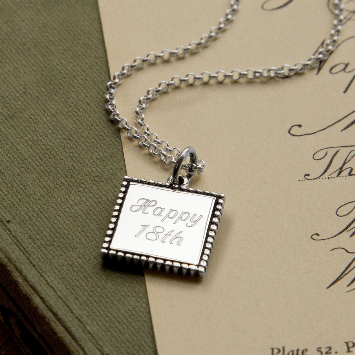 Engravable Sterling Silver Square Necklace