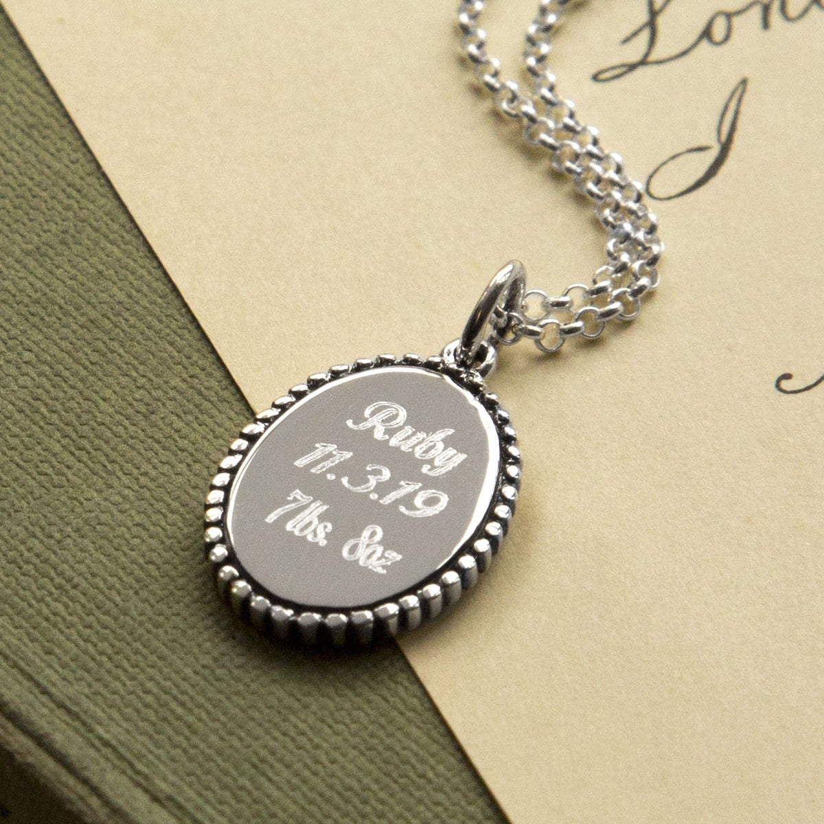 Engravable Sterling Silver Oval Necklace