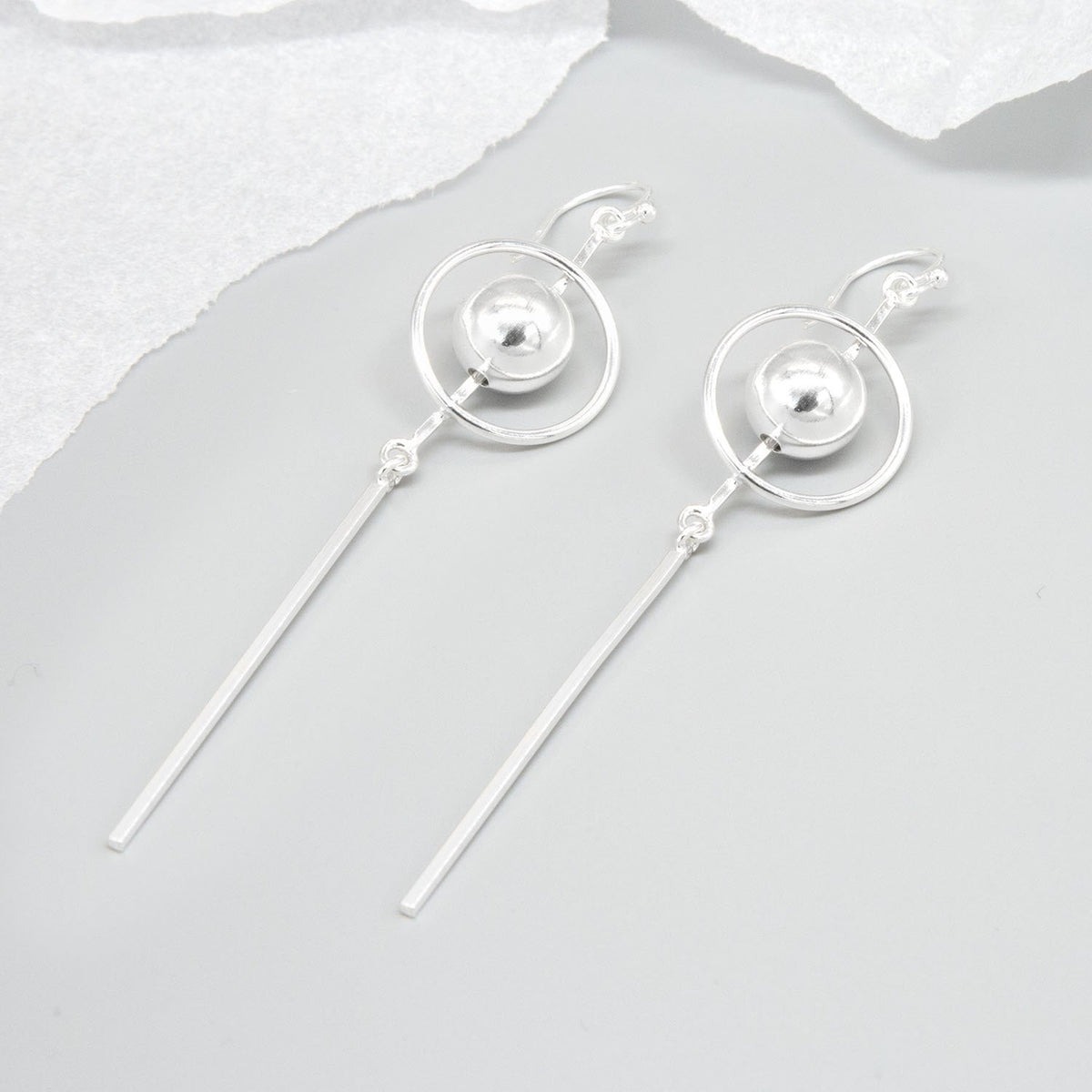 Sterling Silver Art Deco Gala Dangly Earrings
