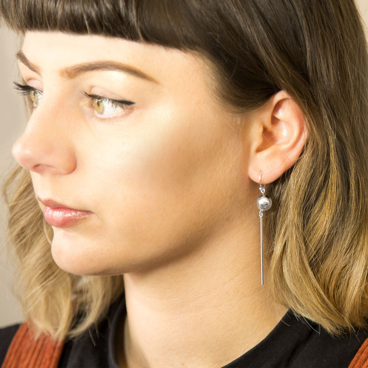 Sterling Silver Ball And Bar Drop Earrings