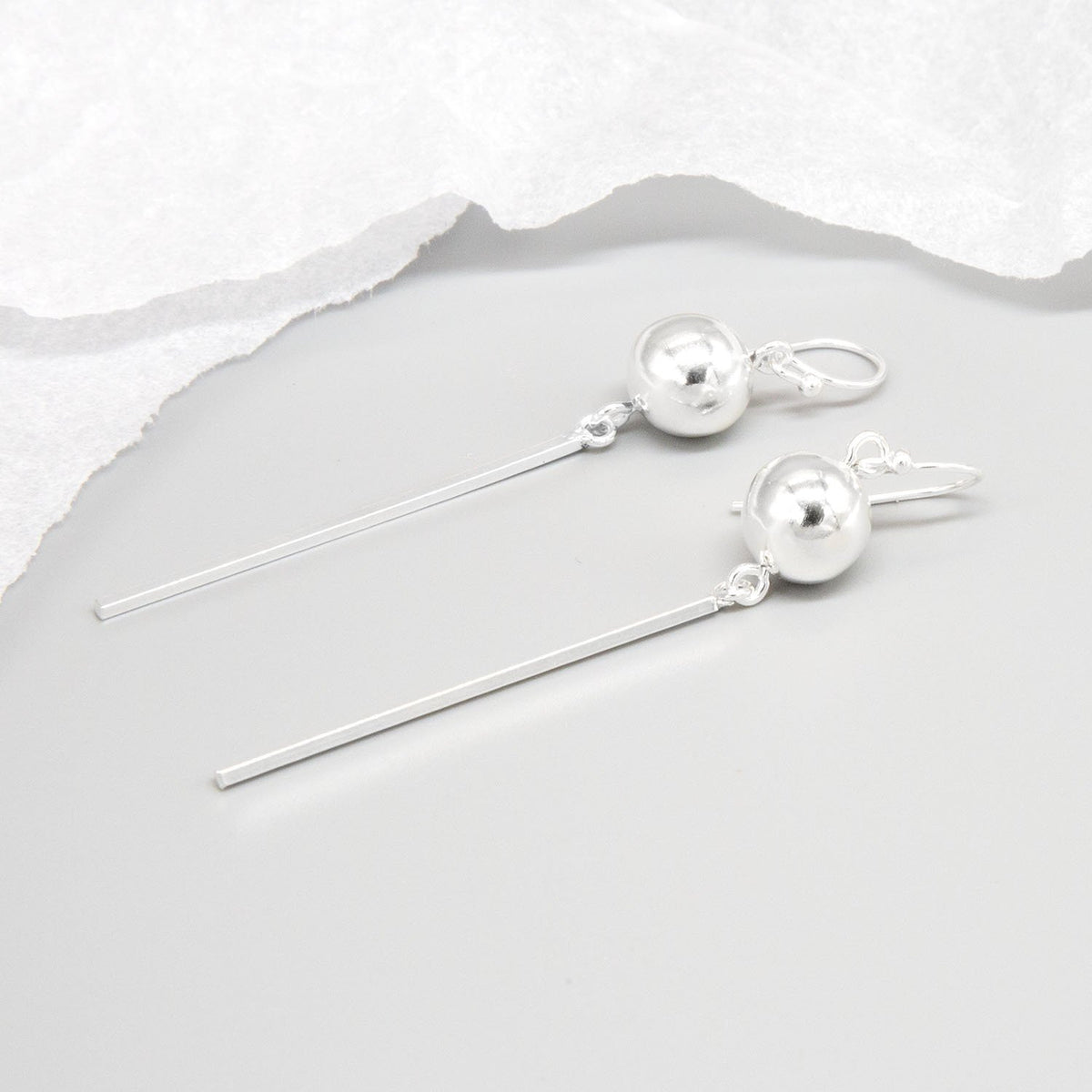 Sterling Silver Ball And Bar Drop Earrings