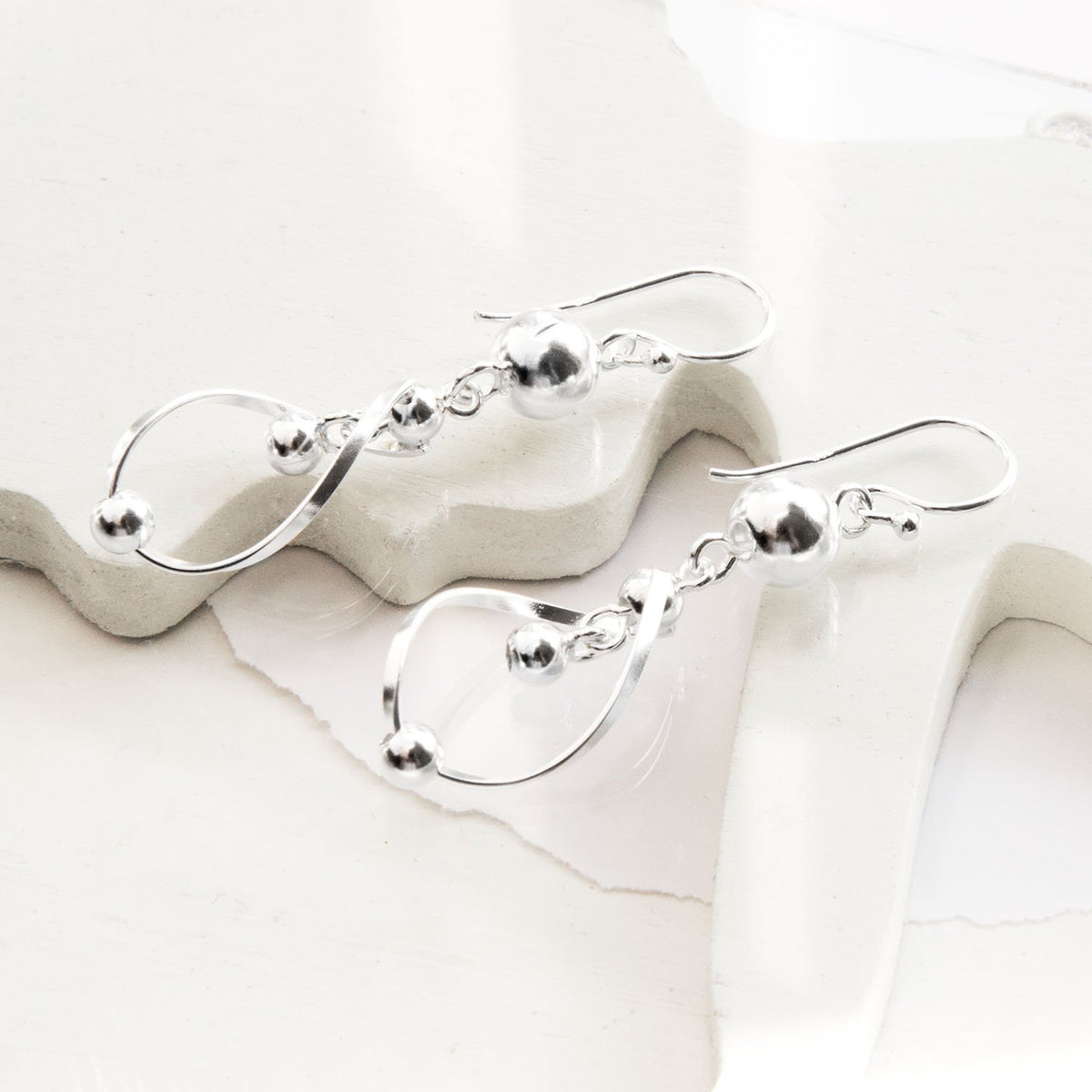 Sterling Silver Fashion Flare Dangly Earrings