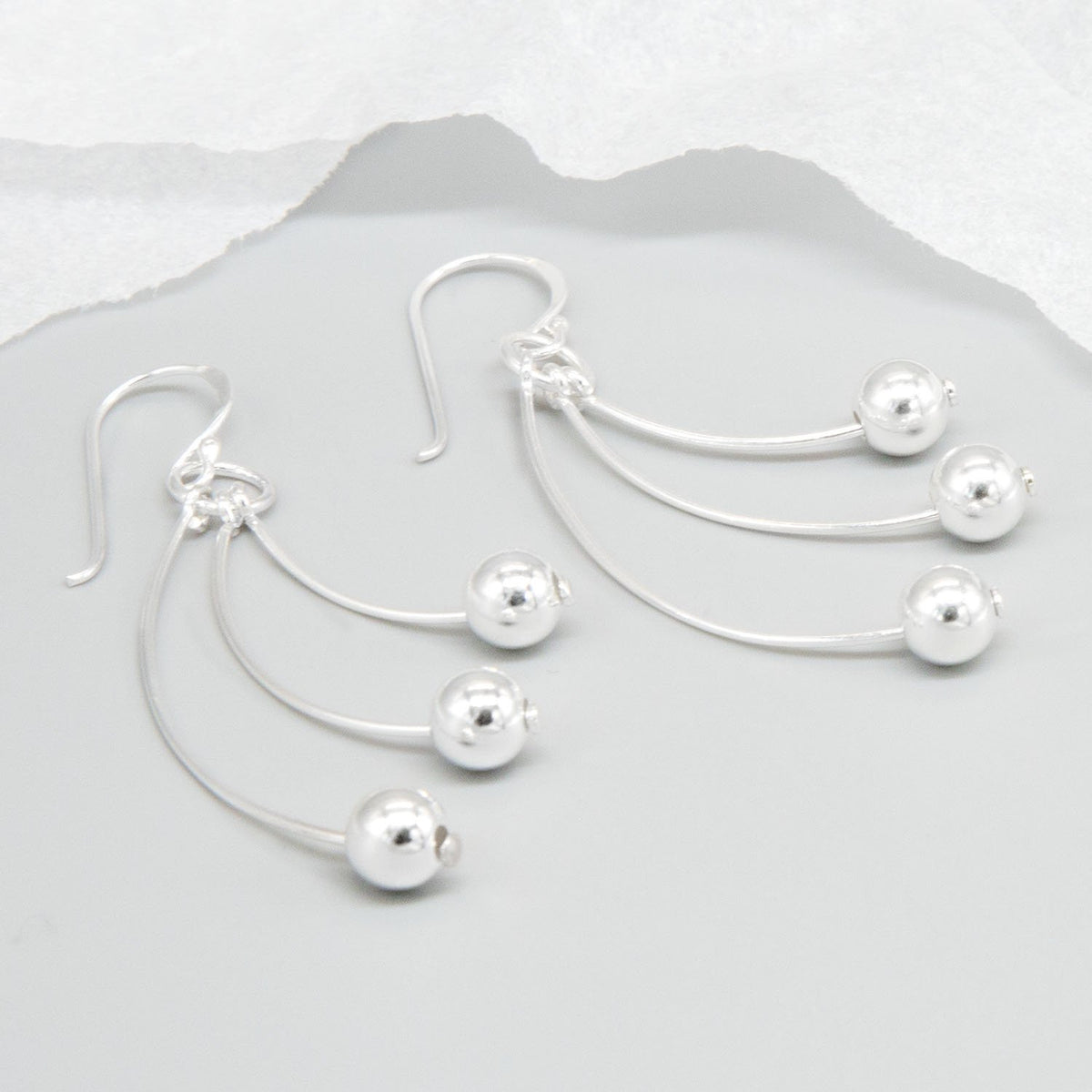 Sterling Silver Dangly Feathered Drop Earrings
