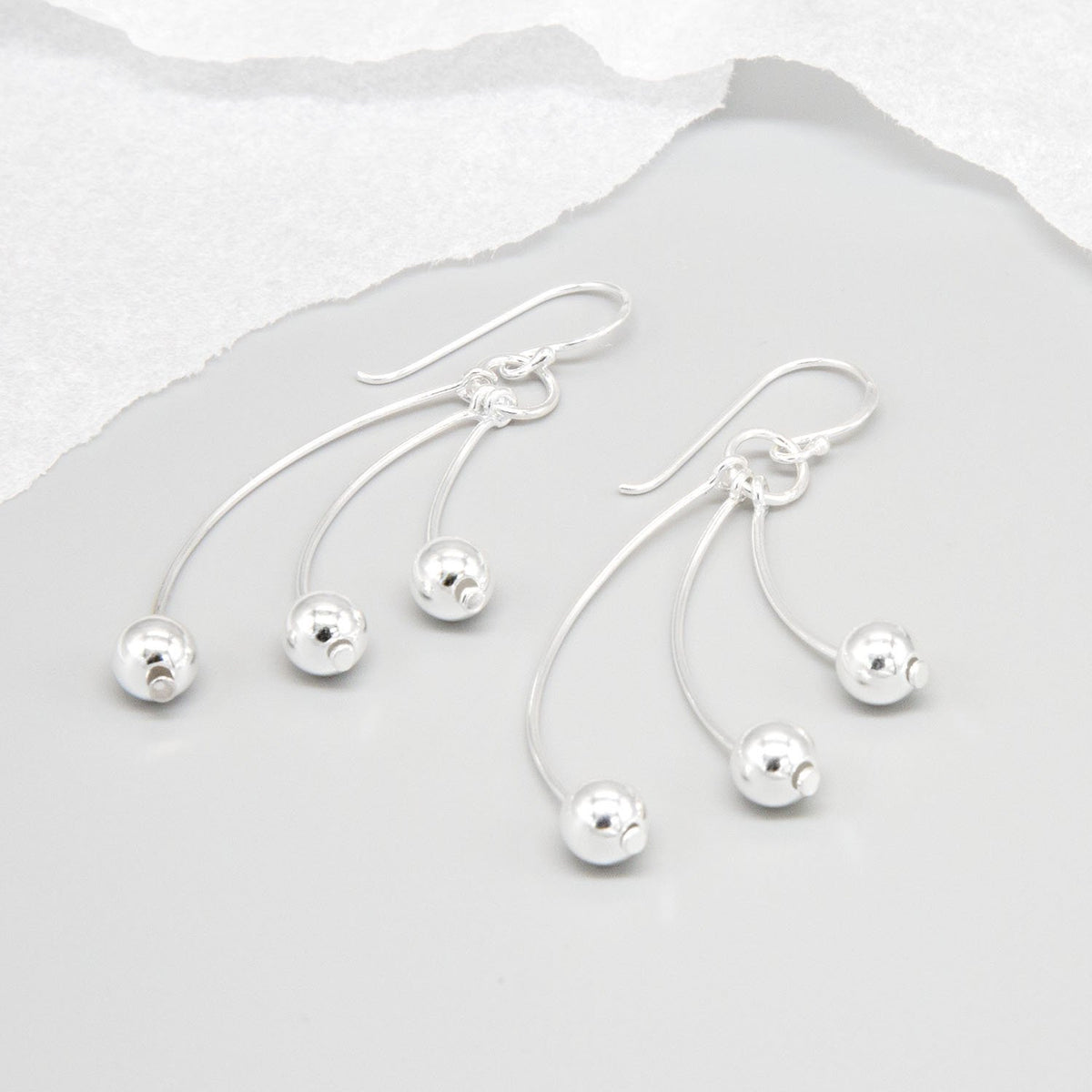 Sterling Silver Dangly Feathered Drop Earrings