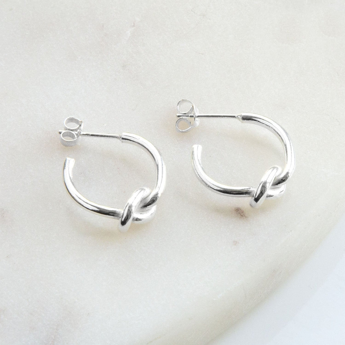 Sterling Silver Essential Knot Stud Hoop Earrings