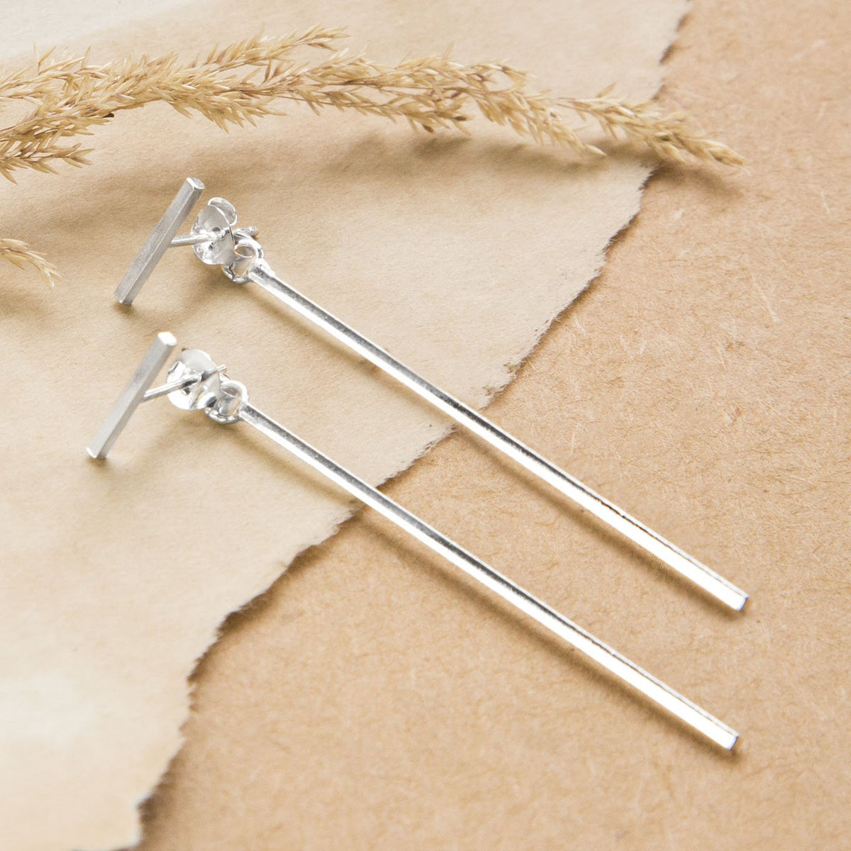 Sterling Silver Rod Stud Earrings