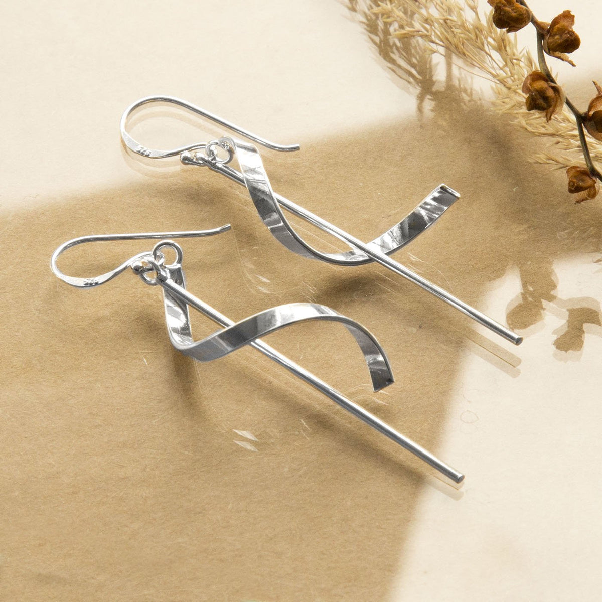 Sterling Silver Dangly Helter-skelter Earrings