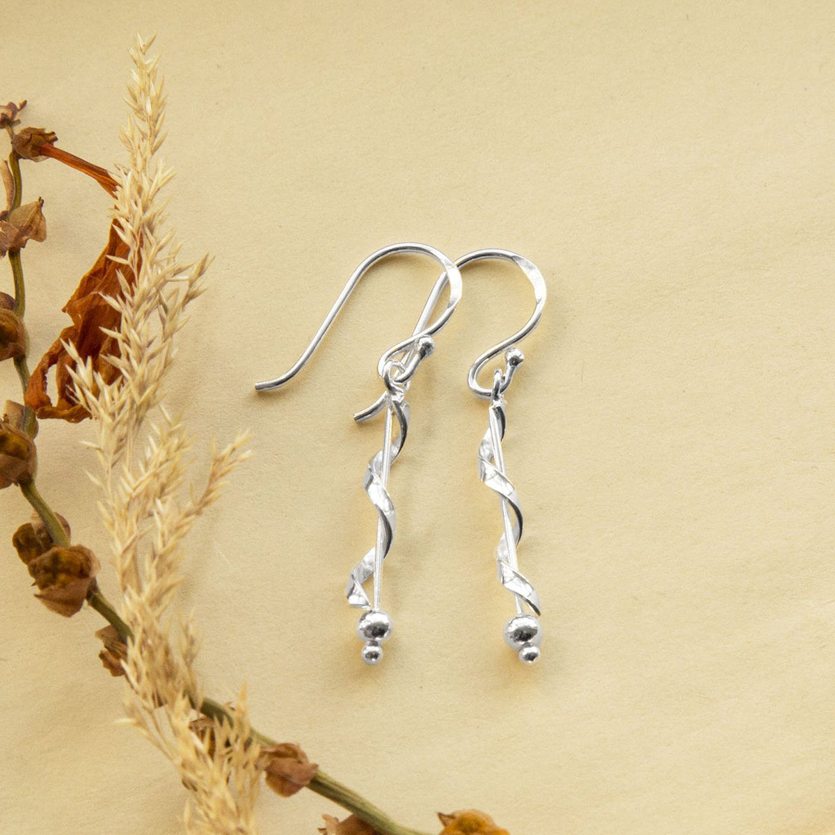 Sterling Silver Petite Twist Dangly Earrings