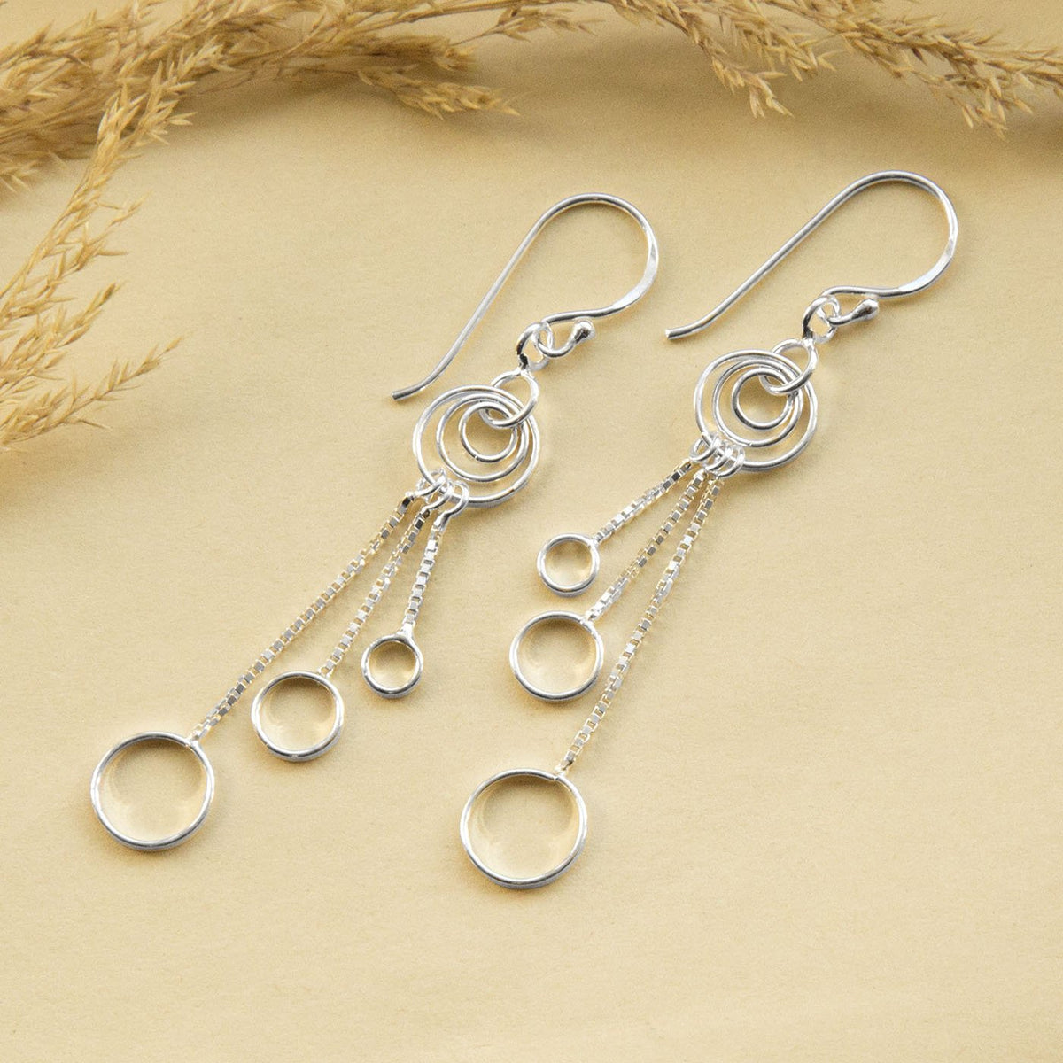 Sterling Silver Dangly Delicate Rings Earrings