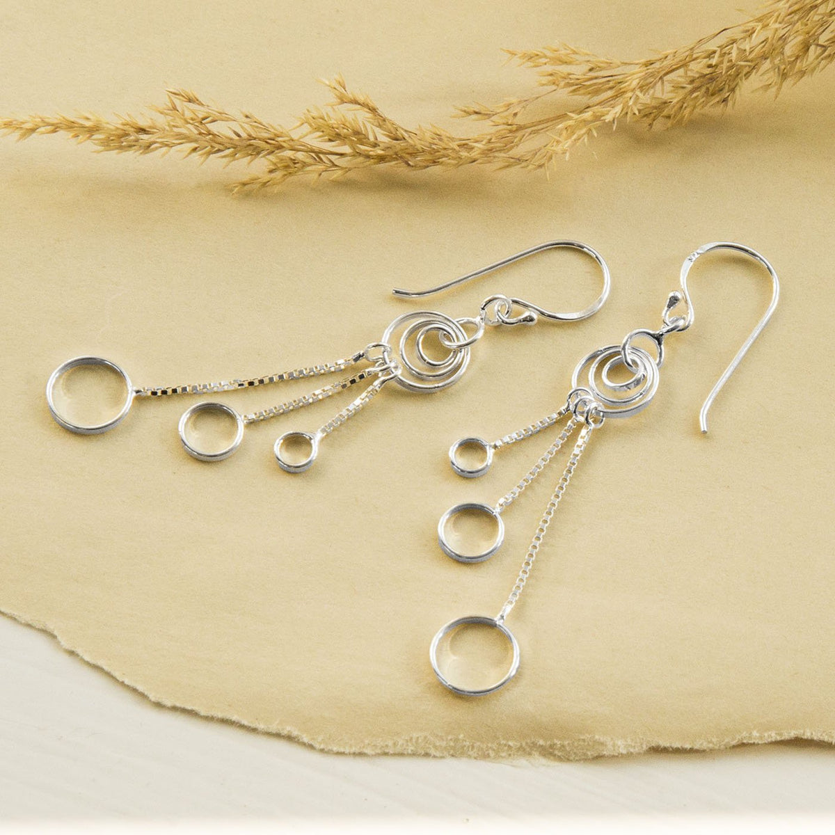 Sterling Silver Dangly Delicate Rings Earrings
