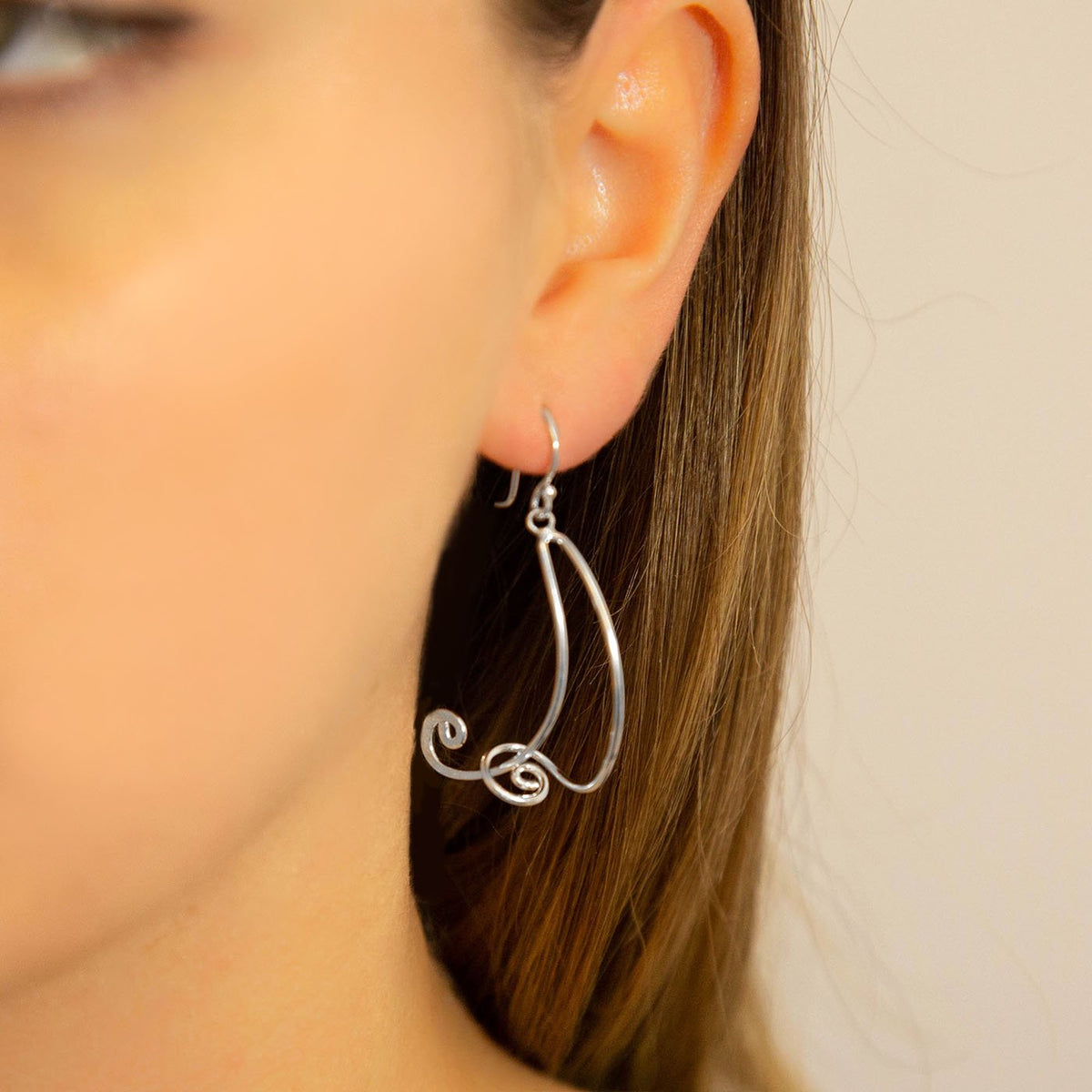 Sterling Silver Free Form Dangly Curl Earrings