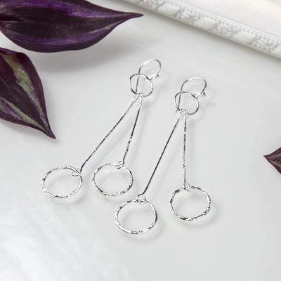 MB173 STERLINGSILVERTEXTUREDRINGANDBARDROPEARRINGS 003