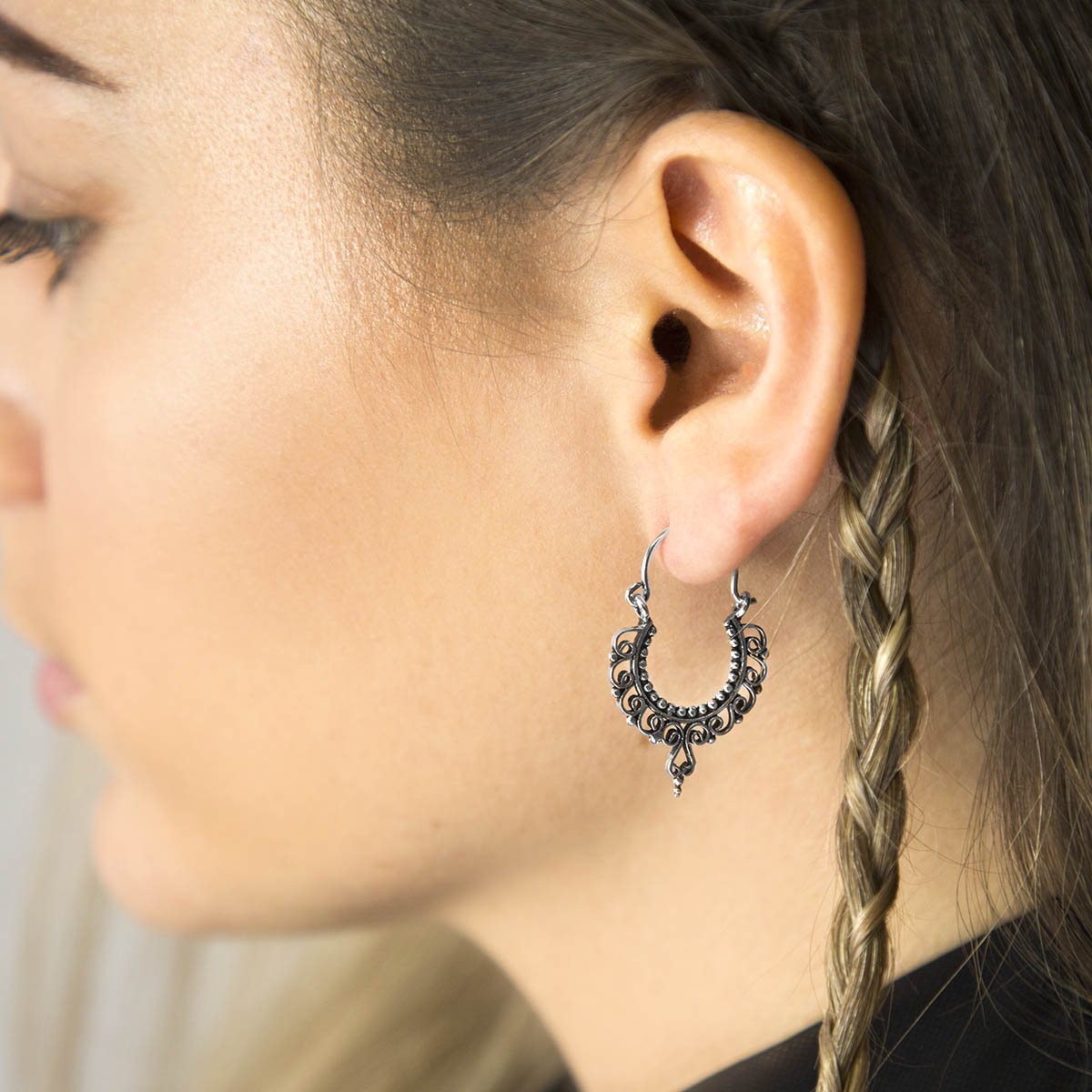 Sterling Silver Moroccan Hoop Earrings