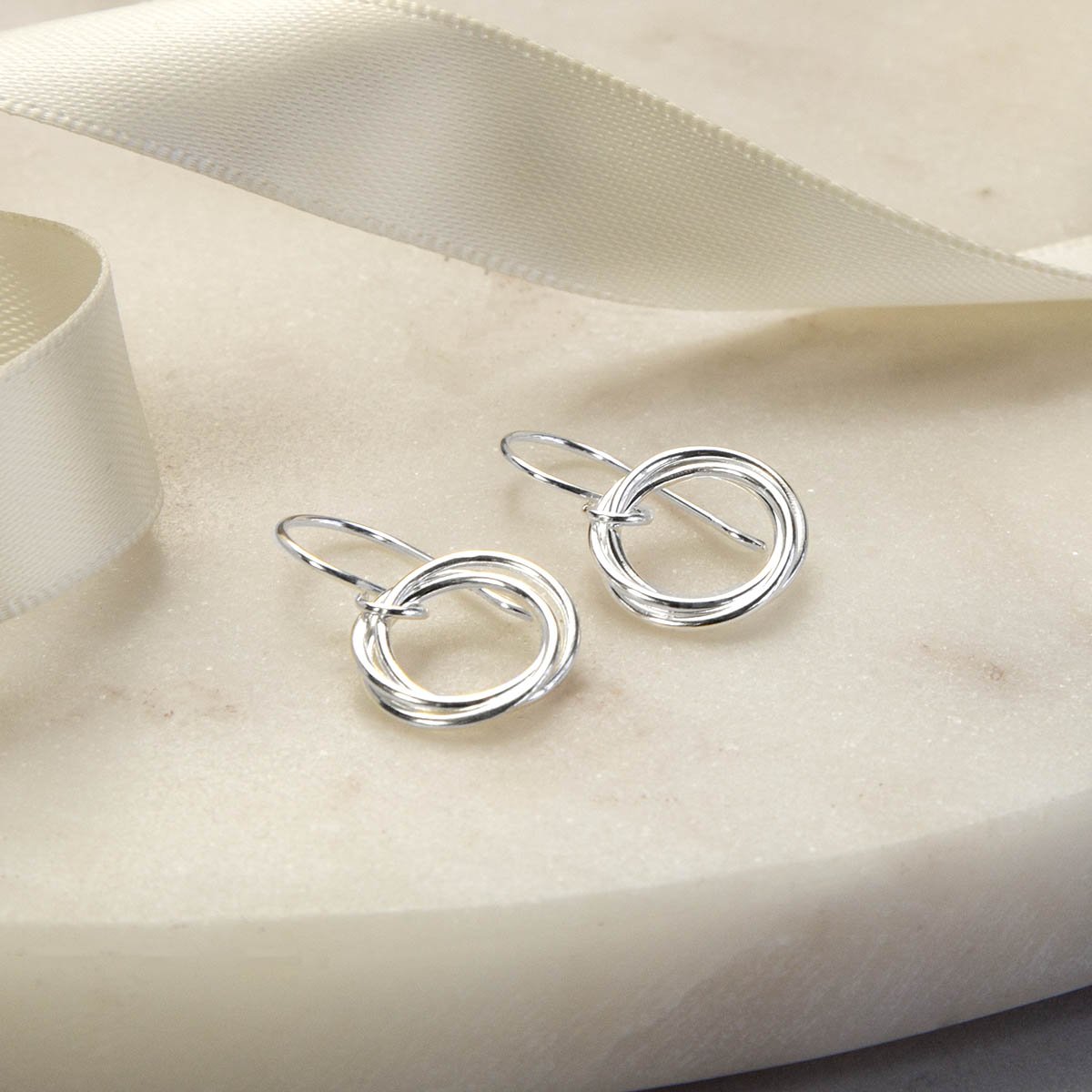 Sterling Silver Simple Dangly Rings Earrings