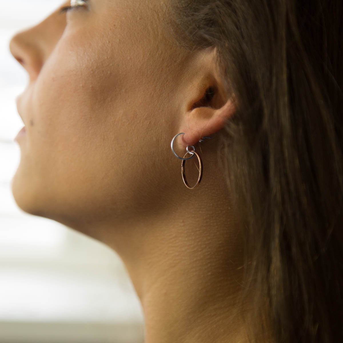 Sterling Silver Rose Gold Ring Stud Earrings