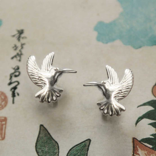 MZB110E STERLING SILVER HUMMINGBIRD STUDS 1