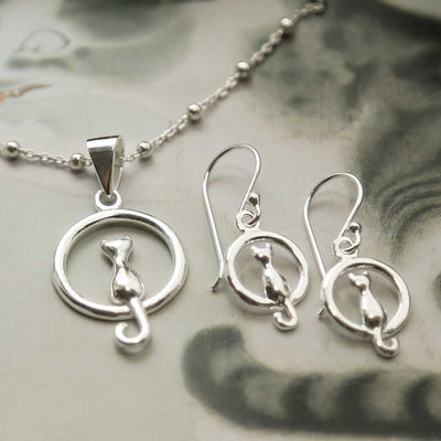 MZB111 STERLING SILVER CAT AND MOON SET 1