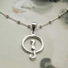 MZB111P STERLING SILVER CAT AND MOON NECKLACE 1