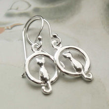 MZB111E STERLING SILVER CAT AND MOON EARRINGS 1