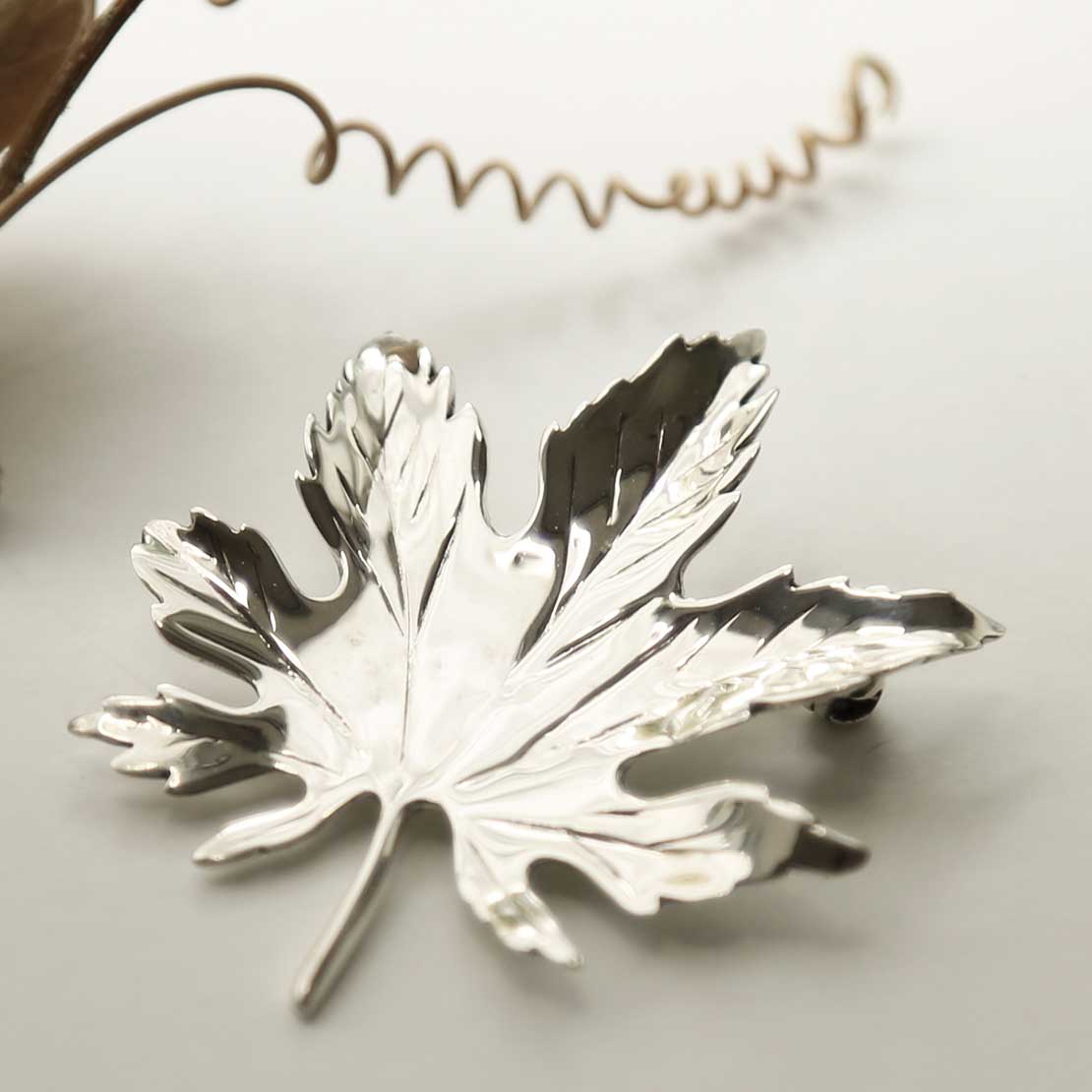 Sterling Silver Maple Brooch
