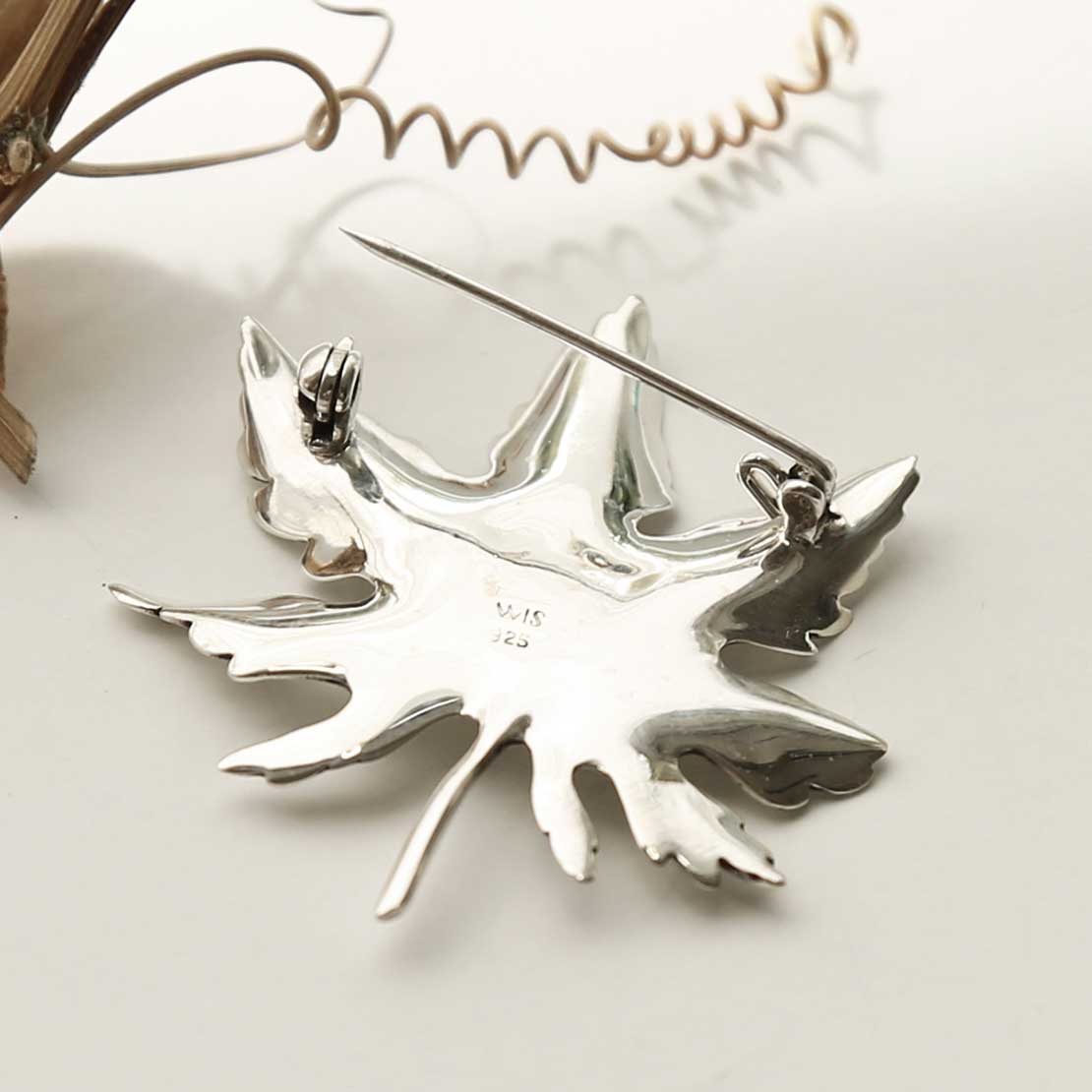 Sterling Silver Maple Brooch