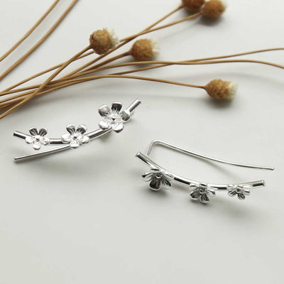 MB211 STERLING SILVER TRIPLE FLOWER EAR CLIMBERS 2