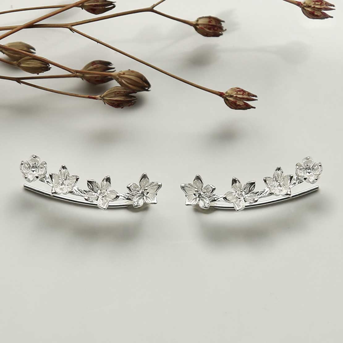 Sterling Silver Blooming Ear Climbers