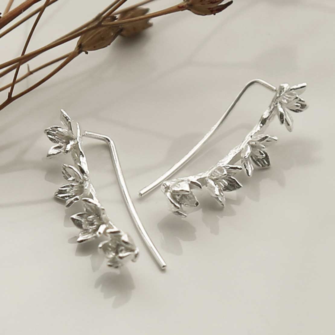 Sterling Silver Blooming Ear Climbers