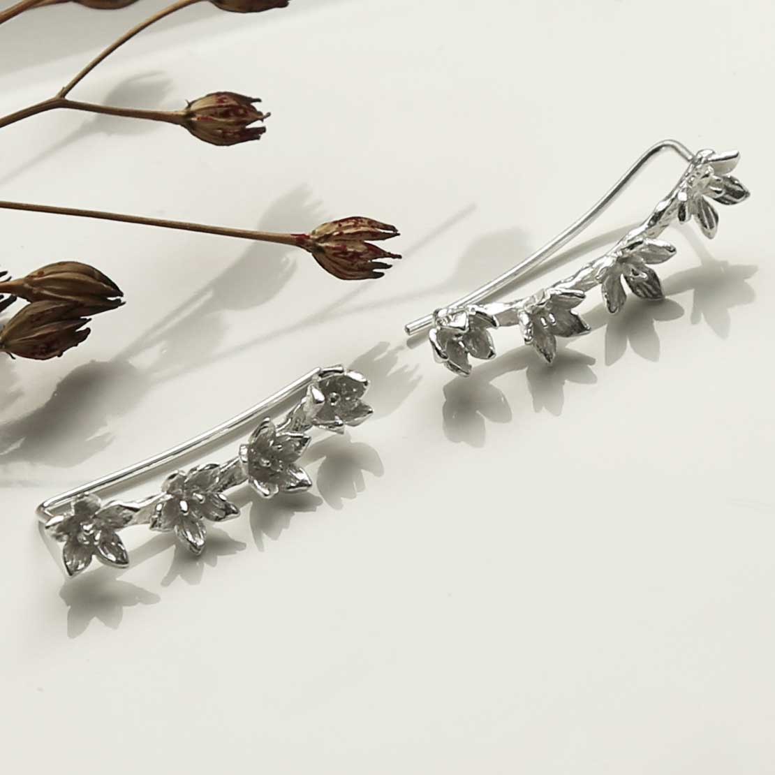 Sterling Silver Blooming Ear Climbers
