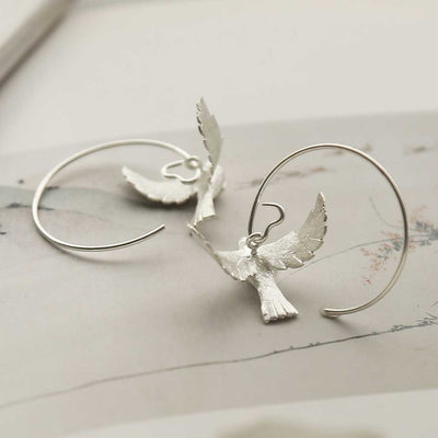 MB214 STERLING SILVER FLYING BIRD HOOPS 5
