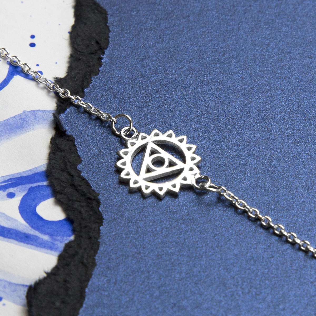 Sterling Silver Throat Chakra Bracelet