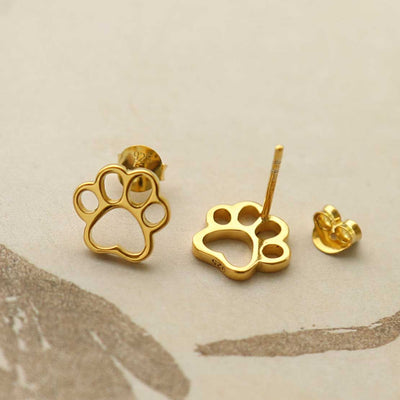 MS1221G GOLD PLATED SILVER PAW PRINT STUDS 1