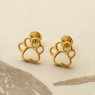 MS1221G GOLD PLATED SILVER PAW PRINT STUDS 2