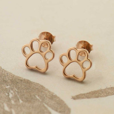 MS1221RG ROSE GOLD PLATED SILVER PAW PRINT STUDS 1