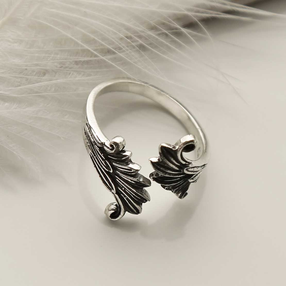 Sterling Silver Wings Adjustable Ring