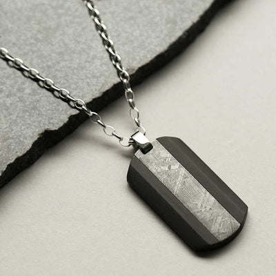 MH686 METEORITE AND CARBON FIBRE DOG TAG NECKLACE 1