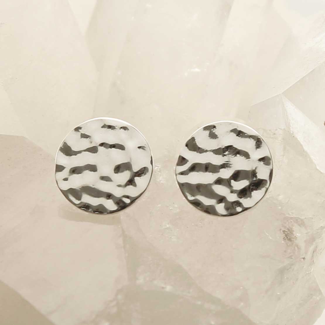 Sterling Silver Hammered Disc Studs