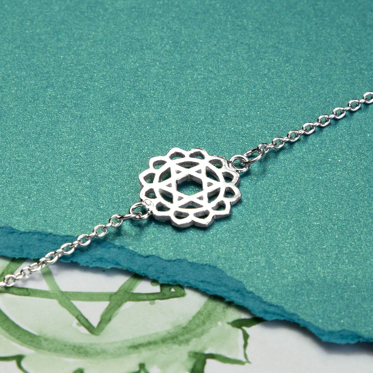Sterling Silver Heart Chakra Bracelet