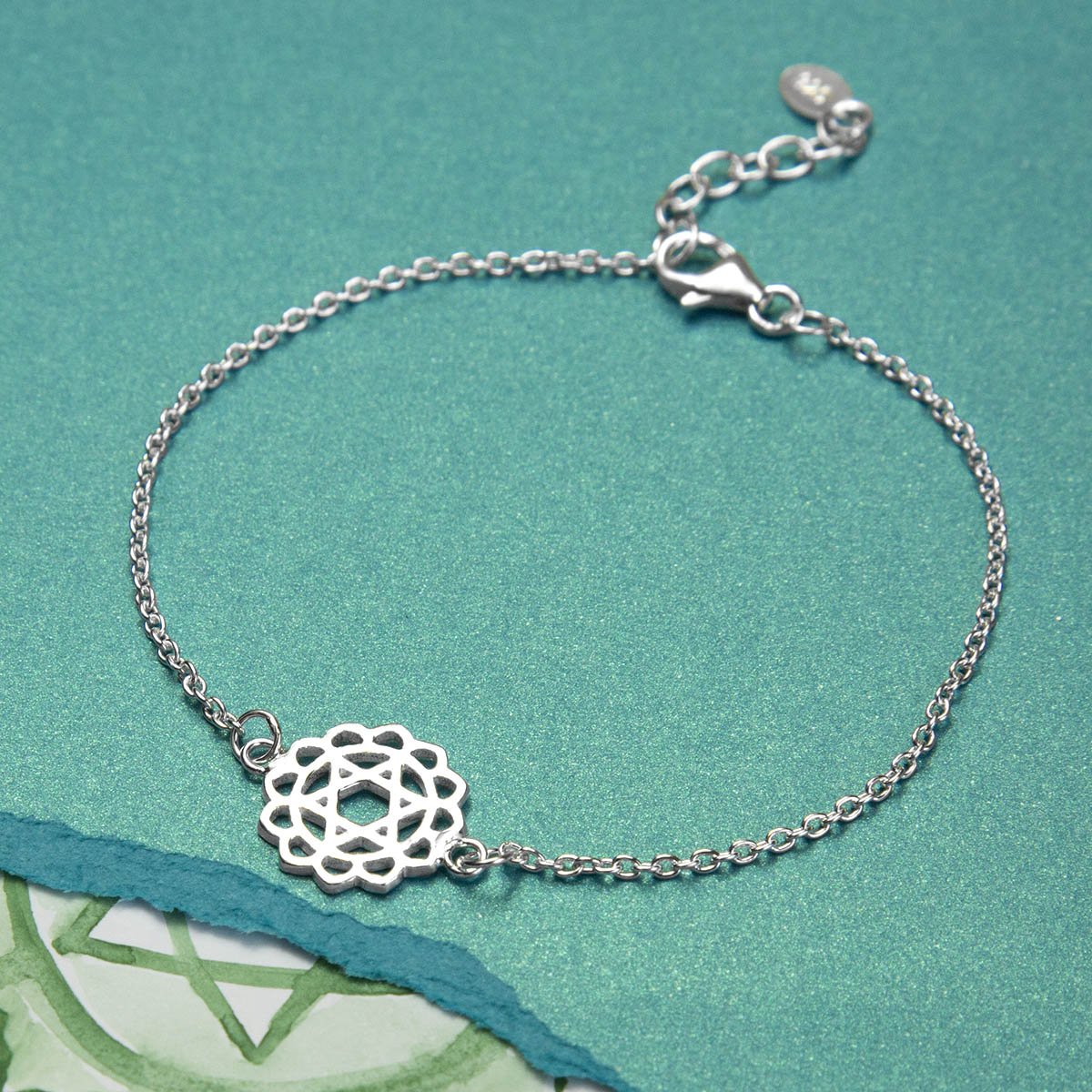 Sterling Silver Heart Chakra Bracelet