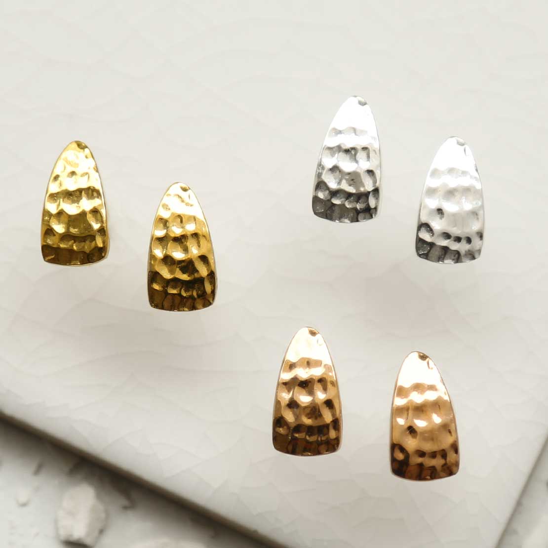 Rose Gold Plated Silver Hammered Slice Studs