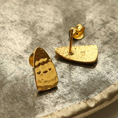 MS1224G GOLD PLATED SILVER HAMMERED SLICE STUDS 1