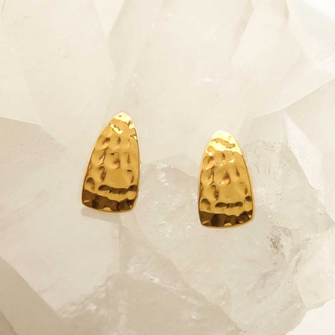 Gold Plated Silver Hammered Slice Studs
