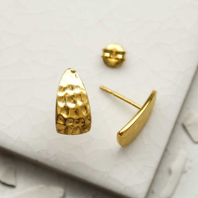 MS1224G GOLD PLATED SILVER HAMMERED SLICE STUDS 4