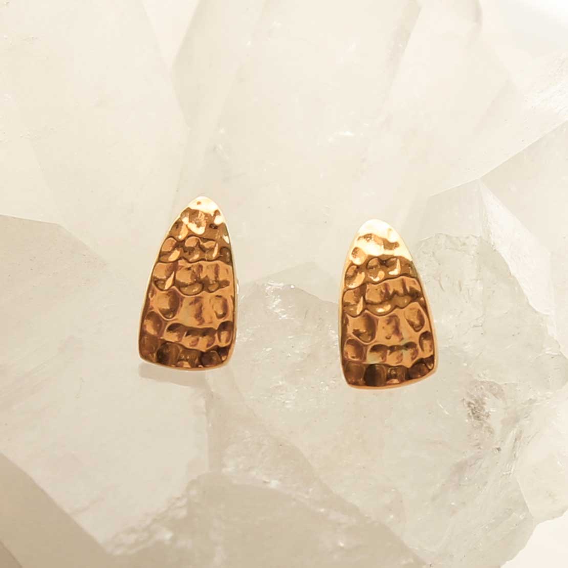 Rose Gold Plated Silver Hammered Slice Studs