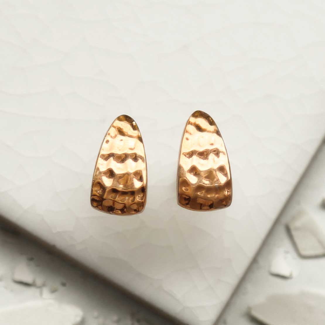 Rose Gold Plated Silver Hammered Slice Studs