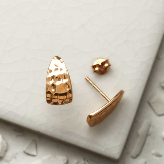 MS1224RG ROSE GOLD PLATED SILVER HAMMERED SLICE STUDS 3