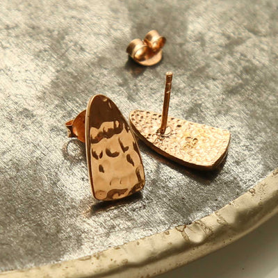 MS1224RG ROSE GOLD PLATED SILVER HAMMERED SLICE STUDS 4