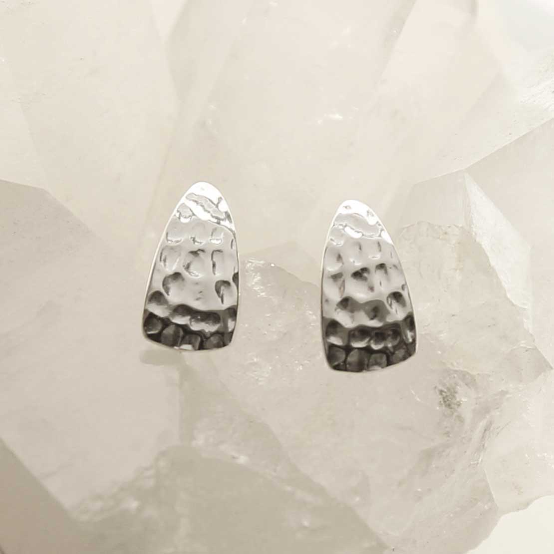 Sterling Silver Hammered Slice Studs