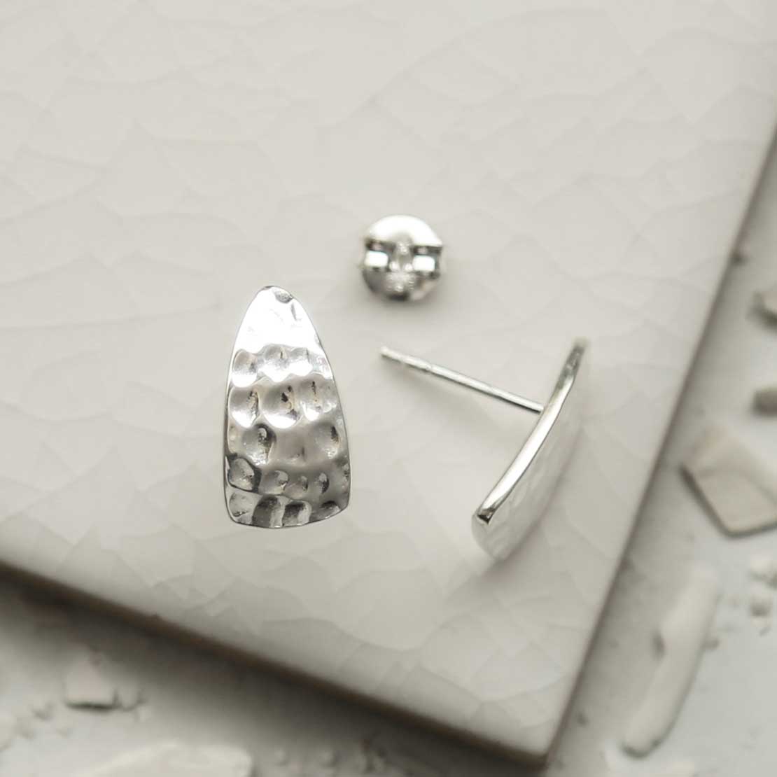 Sterling Silver Hammered Slice Studs
